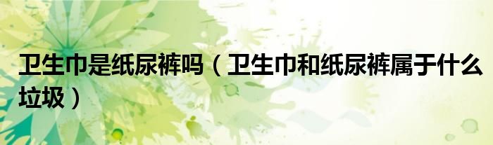 衛(wèi)生巾是紙尿褲嗎（衛(wèi)生巾和紙尿褲屬于什么垃圾）