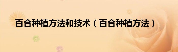 百合種植方法和技術（百合種植方法）