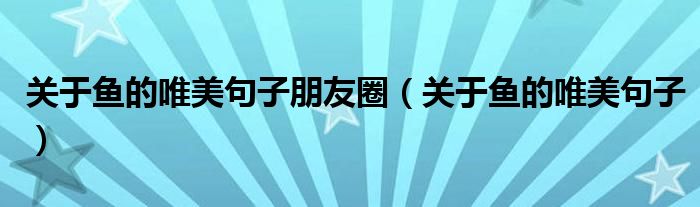 關(guān)于魚的唯美句子朋友圈（關(guān)于魚的唯美句子）