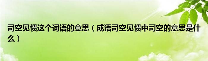 司空見慣這個詞語的意思（成語司空見慣中司空的意思是什么）