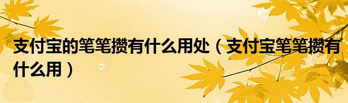 支付寶的筆筆攢有什么用處（支付寶筆筆攢有什么用）