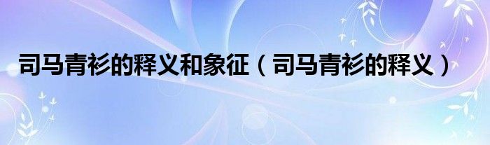 司馬青衫的釋義和象征（司馬青衫的釋義）