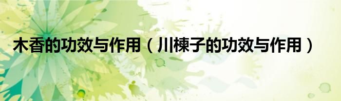 木香的功效與作用（川楝子的功效與作用）
