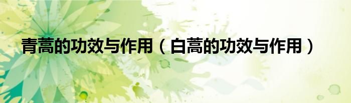 青蒿的功效與作用（白蒿的功效與作用）