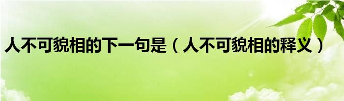 人不可貌相的下一句是（人不可貌相的釋義）