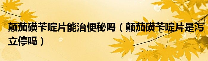 顛茄磺芐啶片能治便秘嗎（顛茄磺芐啶片是瀉立停嗎）