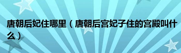 唐朝后妃住哪里（唐朝后宮妃子住的宮殿叫什么）