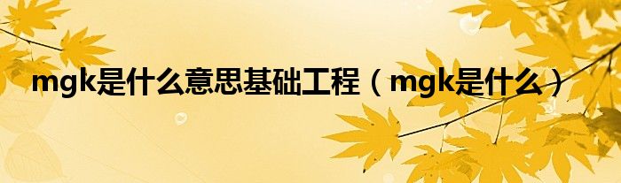 mgk是什么意思基礎(chǔ)工程（mgk是什么）
