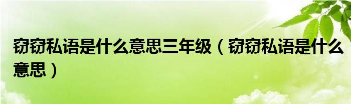 竊竊私語是什么意思三年級(jí)（竊竊私語是什么意思）