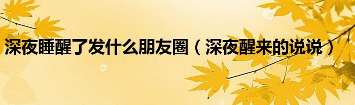 深夜睡醒了發(fā)什么朋友圈（深夜醒來的說說）
