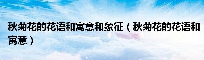 秋菊花的花語(yǔ)和寓意和象征（秋菊花的花語(yǔ)和寓意）