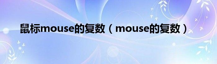 鼠標mouse的復(fù)數(shù)（mouse的復(fù)數(shù)）