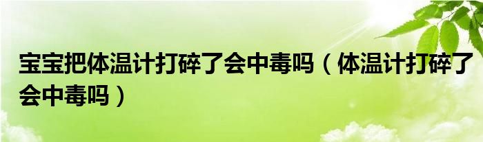 寶寶把體溫計(jì)打碎了會(huì)中毒嗎（體溫計(jì)打碎了會(huì)中毒嗎）