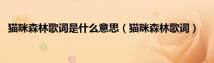 貓咪森林歌詞是什么意思（貓咪森林歌詞）