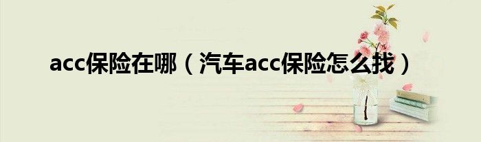 acc保險(xiǎn)在哪（汽車(chē)acc保險(xiǎn)怎么找）