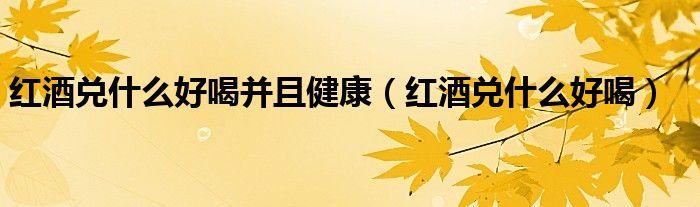 紅酒兌什么好喝并且健康（紅酒兌什么好喝）