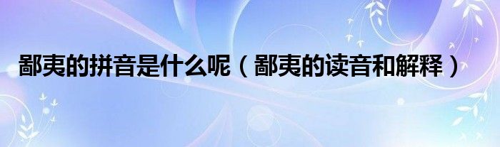鄙夷的拼音是什么呢（鄙夷的讀音和解釋）
