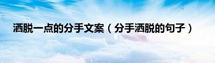 灑脫一點(diǎn)的分手文案（分手灑脫的句子）