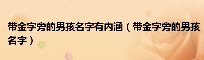 帶金字旁的男孩名字有內(nèi)涵（帶金字旁的男孩名字）