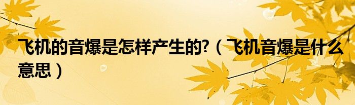飛機(jī)的音爆是怎樣產(chǎn)生的?（飛機(jī)音爆是什么意思）