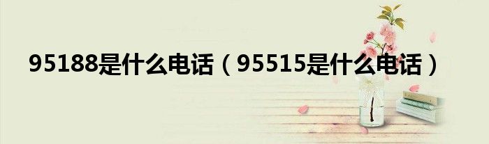 95188是什么電話（95515是什么電話）