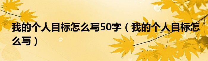我的個(gè)人目標(biāo)怎么寫50字（我的個(gè)人目標(biāo)怎么寫）