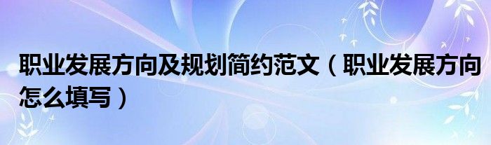 職業(yè)發(fā)展方向及規(guī)劃簡約范文（職業(yè)發(fā)展方向怎么填寫）
