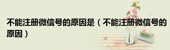 不能注冊微信號的原因是（不能注冊微信號的原因）