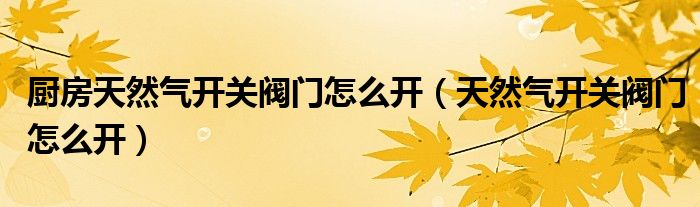 廚房天然氣開關閥門怎么開（天然氣開關閥門怎么開）