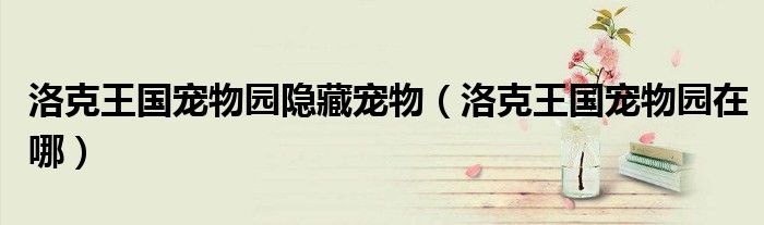 洛克王國寵物園隱藏寵物（洛克王國寵物園在哪）