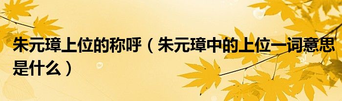 朱元璋上位的稱呼（朱元璋中的上位一詞意思是什么）