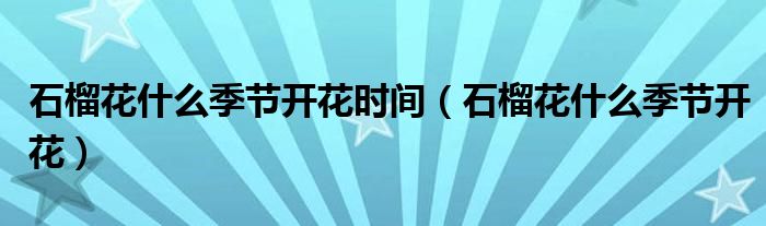 石榴花什么季節(jié)開花時(shí)間（石榴花什么季節(jié)開花）