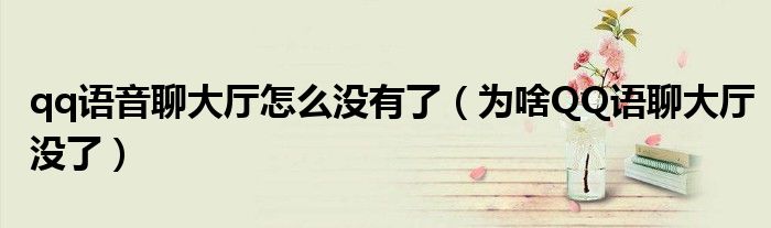 qq語音聊大廳怎么沒有了（為啥QQ語聊大廳沒了）