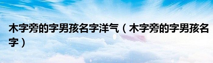 木字旁的字男孩名字洋氣（木字旁的字男孩名字）
