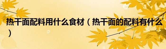 熱干面配料用什么食材（熱干面的配料有什么）