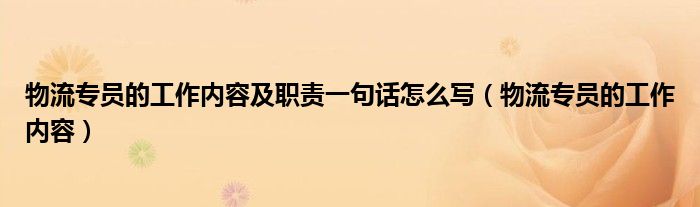 物流專員的工作內容及職責一句話怎么寫（物流專員的工作內容）