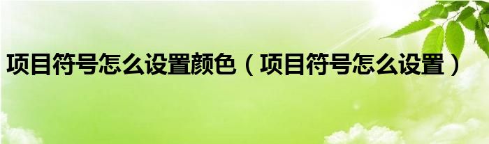 項(xiàng)目符號(hào)怎么設(shè)置顏色（項(xiàng)目符號(hào)怎么設(shè)置）