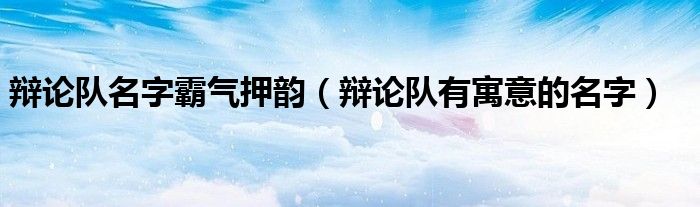 辯論隊(duì)名字霸氣押韻（辯論隊(duì)有寓意的名字）