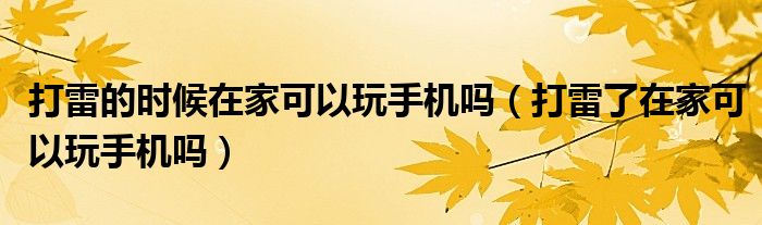 打雷的時候在家可以玩手機嗎（打雷了在家可以玩手機嗎）