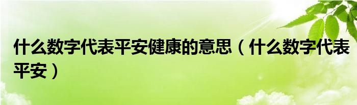 什么數字代表平安健康的意思（什么數字代表平安）