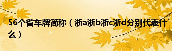 56個(gè)省車牌簡(jiǎn)稱（浙a浙b浙c浙d分別代表什么）