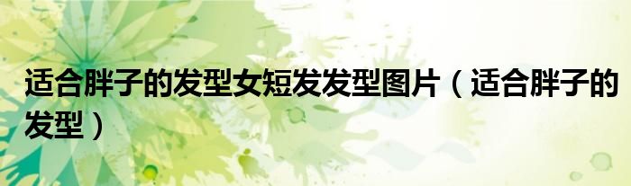 適合胖子的發(fā)型女短發(fā)發(fā)型圖片（適合胖子的發(fā)型）