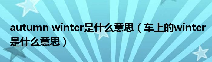 autumn winter是什么意思（車上的winter是什么意思）