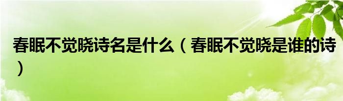 春眠不覺曉詩名是什么（春眠不覺曉是誰的詩）