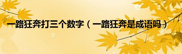 一路狂奔打三個(gè)數(shù)字（一路狂奔是成語(yǔ)嗎）