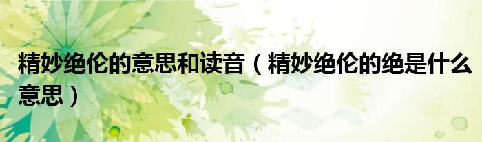 精妙絕倫的意思和讀音（精妙絕倫的絕是什么意思）