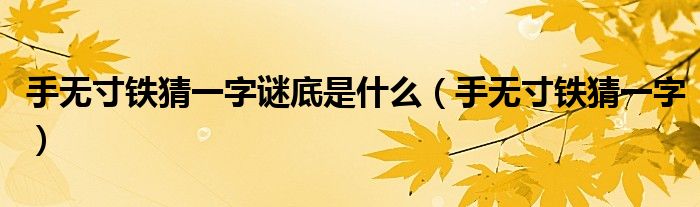 手無寸鐵猜一字謎底是什么（手無寸鐵猜一字）