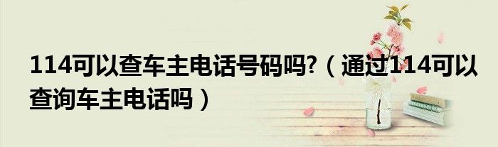 114可以查車主電話號(hào)碼嗎?（通過114可以查詢車主電話嗎）