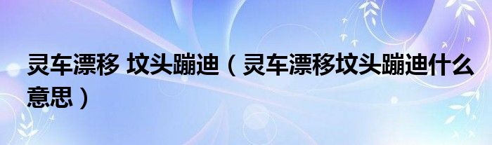 靈車漂移 墳頭蹦迪（靈車漂移墳頭蹦迪什么意思）