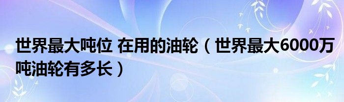 世界最大噸位 在用的油輪（世界最大6000萬噸油輪有多長）